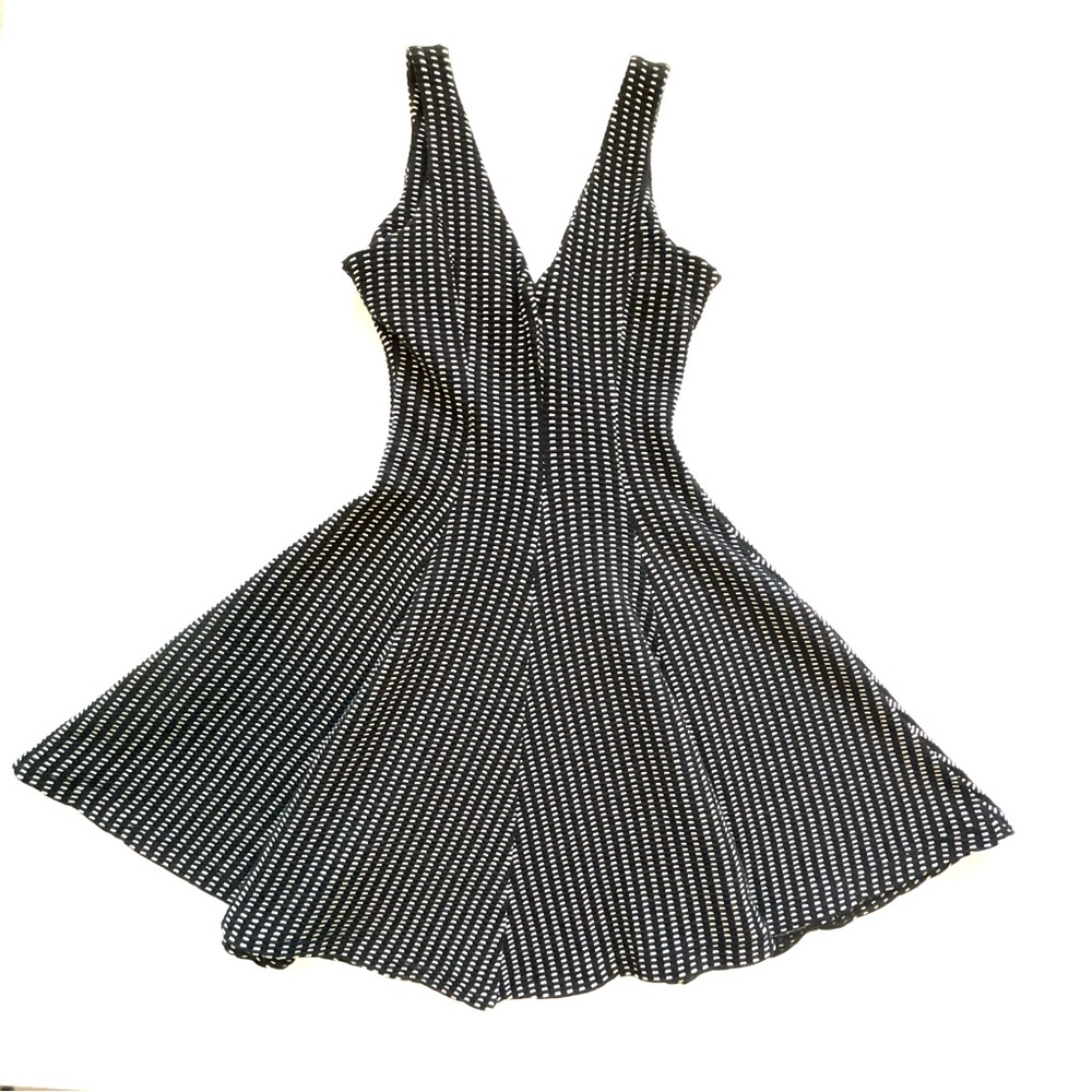 Zara Gingham Fit & Flare Mini Dress Black White Size S